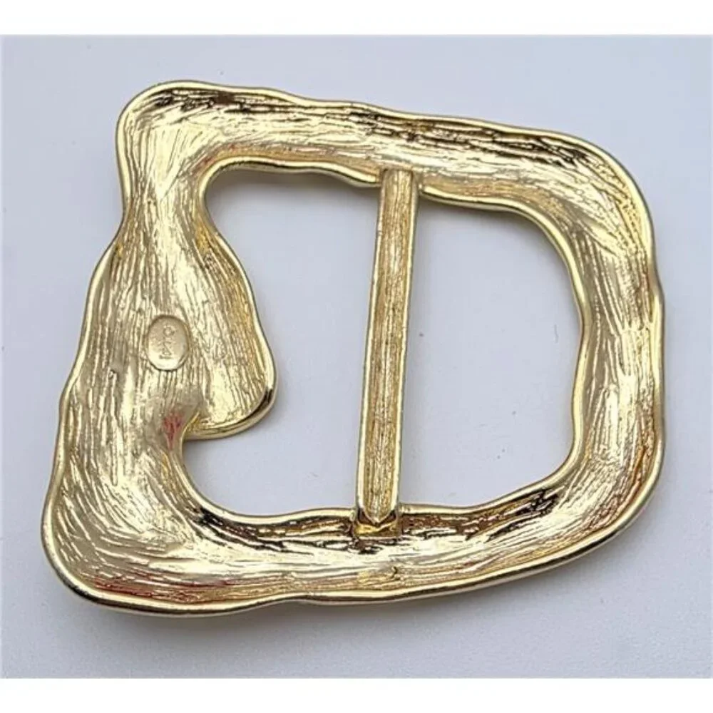Torino Leather Company Gold Tone Hammered Metal Square Belt Buckle 2.5″